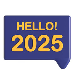 hello 2025 3d icon illustration 
