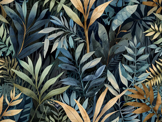 A tropical plant illustration with a focus on detailed leaf patterns.