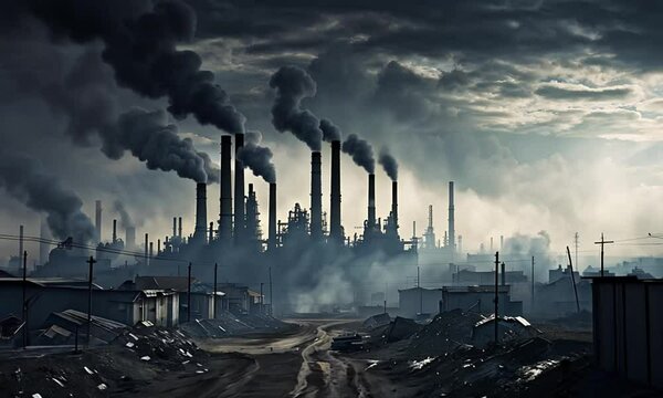 Factories Releasing Heavy Smoke Clouds