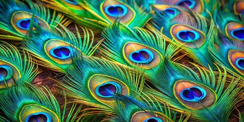 Stunning Set of Peacock Feathers in Flat Style - Beautiful Design Elements for Unique Wall Art and Home Decor, Perfect for Nature Lovers and Art Enthusiasts Alike