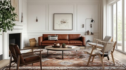 Cozy Living Room with Leather Furniture