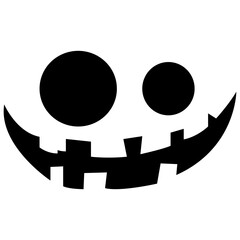 Black scary, cool and funny isolated Halloween pumpkin faces.