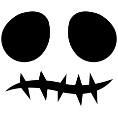 Black scary, cool and funny isolated Halloween pumpkin faces.