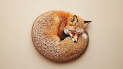 Fox Circle of Sleep: A red fox curled into a perfect circle, sleeping peacefully.  A captivating image of wildlife serenity. 