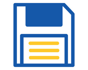 a blue and yellow arrow pointing down on a file