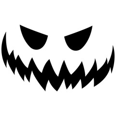Black scary, cool and funny isolated Halloween pumpkin faces.