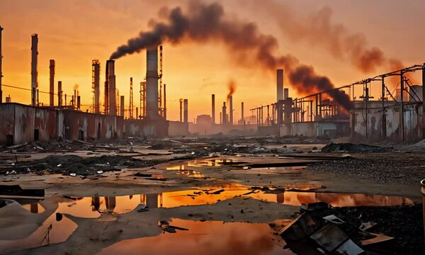 Industrial Waste Polluting Barren Land