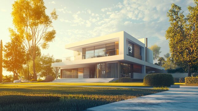modern familly house, beatifull architecture, commertial advert, beatiful energy flow aroud the house