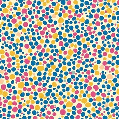 Seamless pattern of small confetti dots in bright pastel colors like pink, blue, and yellow