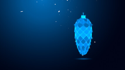 Abstract geometric design featuring a blue polygonal pine cone on a dark background, evoking a sense of modernity and creativity in digital art.