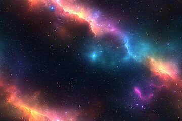 Fototapeta premium Vibrant Cosmic Landscape of Glowing Nebulae and Celestial Galaxies in the Night Sky