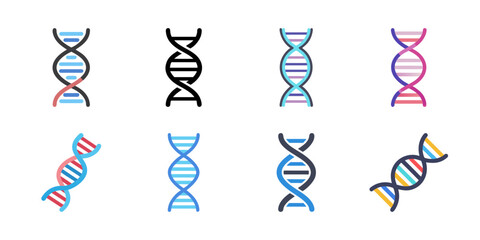DNA, genetic sign, elements and icons collection. Pictogram of DNA Symbol Isolated. Dna vector.