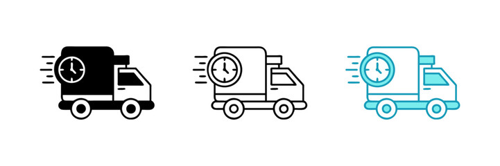 Shipping fast delivery truck with clock icon