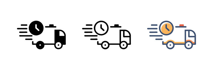 Shipping fast delivery truck with clock icon