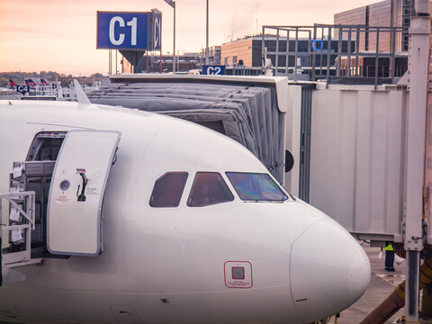 Airplanes waiting a the gate at Minneapolis Saint Paul International Airport in Minnesota