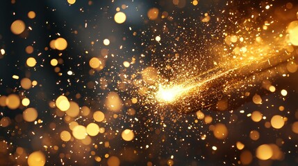 Fototapeta premium Golden Sparkles Glowing Lights Abstract Background Texture