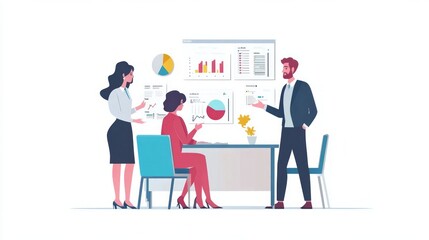 Obraz premium Business Meeting with Charts and Graphs