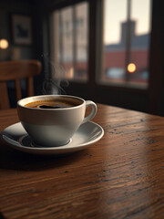 Obraz premium A cup of coffee enhances the cozy ambiance.