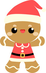 Cute happy rabbit bunny hare santa clause christmas elements cartoon hand drawn kawaii vector character