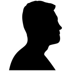 Side view silhouette of a male head.
