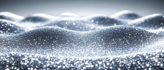 Shimmering Silver Waves of Glittering Particles Creating an Enchanting Background with Depth and Texture for Modern Design and Creative Projects