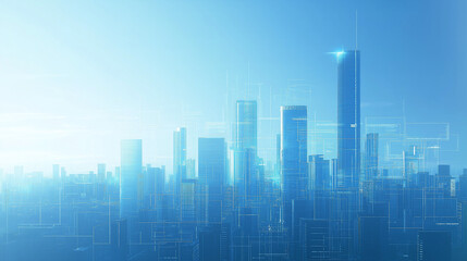 Obraz premium Digital and Modern A Futuristic City Bathing in Blue Light