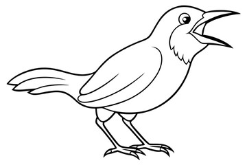 cute babbler bird white background vector art illustration