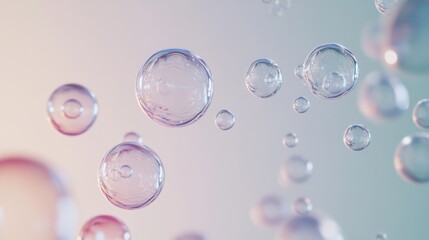 A collection of floating bubbles in different sizes and colors, interacting in mid-air, representing the dynamic interactions of diverse individuals in an inclusive environment