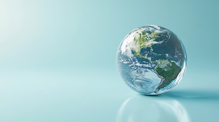 Fototapeta premium Planet Earth Globe, North and South America, Isolated on Blue Background. 3D Illustration
