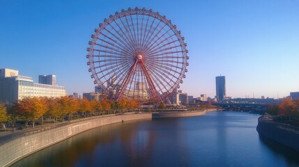 Obraz premium Bright Ferris Wheel on a Sunny Day