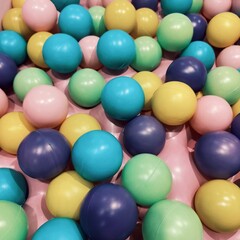 A variety of small, colorful plastic balls that create a fun and lively atmosphere.