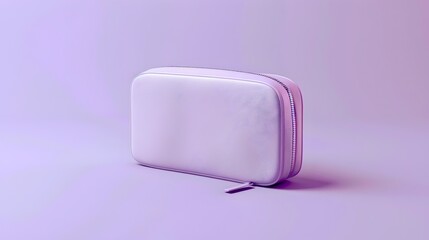 Lavender Zipper Money Wallet Mockup Lying on White Background in Detailed 3D Rendering