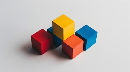 Obraz premium Vibrant Geometric Blocks:Minimalist Baby Toy Showcase on Pristine White