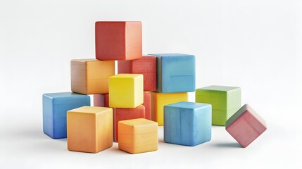 Obraz premium Minimalist Geometric Cubes Toys Bright Colorful Classic Baby Isolated Photo