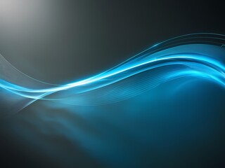 Obraz premium Abstract Neon Blue Wave, Flowing Light Art on a Dark Background, Generative AI