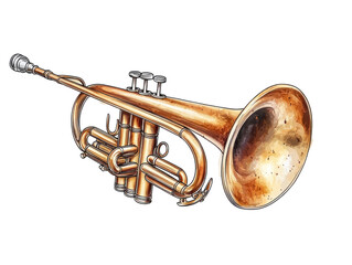 Obraz premium Golden Trumpet with Shiny Brass Finish