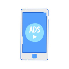 Smartphone Video Ad Icon Doodle Illustration, soft colour palette in Hand drawn style. Perfect for marketing, branding, or advertising projects.