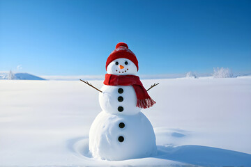 Fototapeta premium snowman on a snow