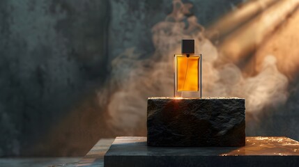 Captivating Bottle of Luxury Men's Perfume on Dark Minimalist Background