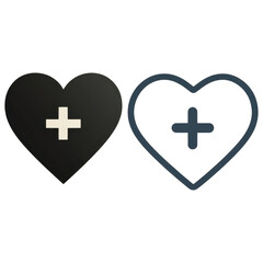 Obraz premium Minimalist Heart Icon with Plus Symbol for Concept of Addition or Connection