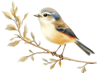 Obraz premium Charming Bird on a Branch with Delicate Leaves