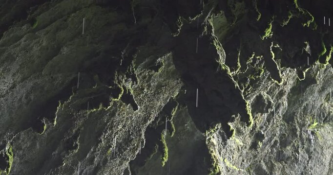 The water drops in the cave, natural water dripping in the cave, close-up detail
