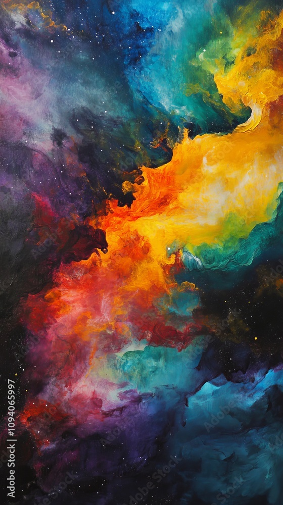 Wall mural an enchanting abstract representation of outer space, featuring an endless nebula galaxy background 