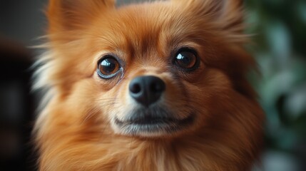 Adorable Pomeranian Dog Close Up Portrait