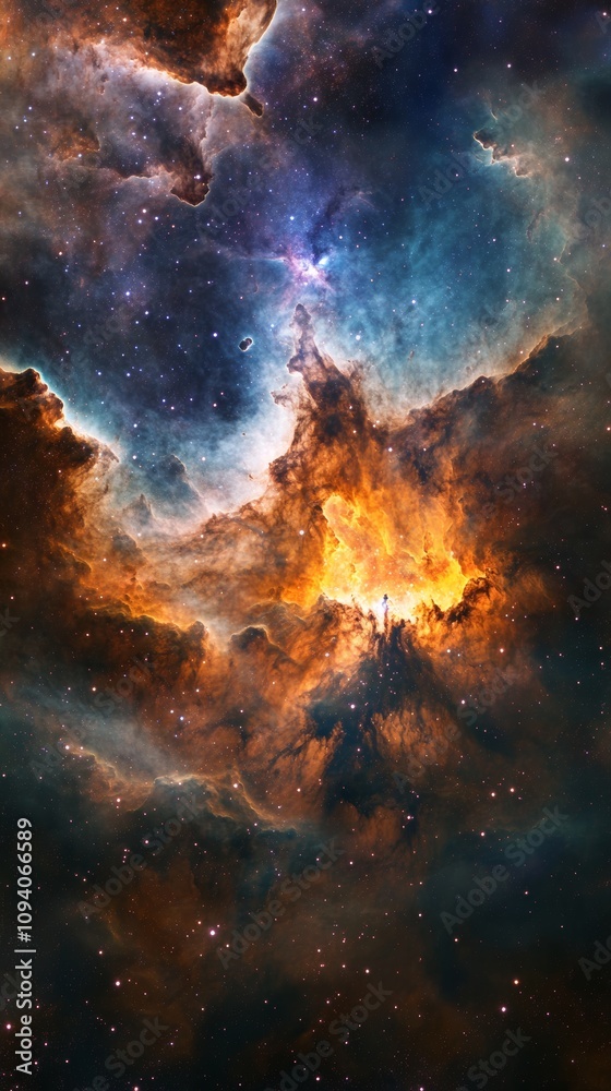 Wall mural an enchanting abstract representation of outer space, featuring an endless nebula galaxy background 
