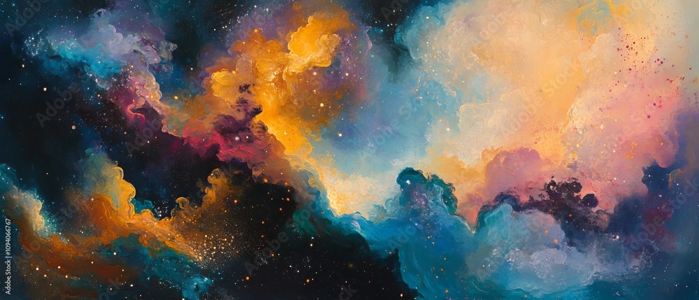 Canvas Prints an enchanting abstract representation of outer space, featuring an endless nebula galaxy background 