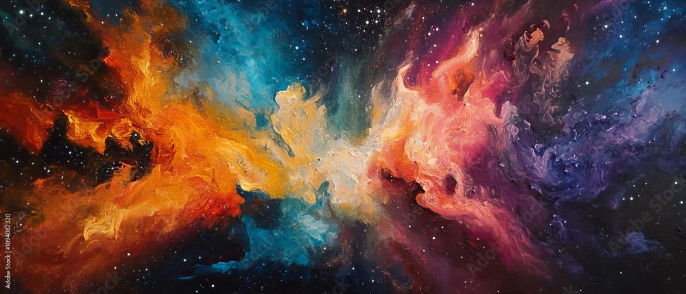 Wall mural an enchanting abstract representation of outer space, featuring an endless nebula galaxy background 