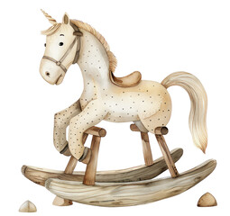 Vintage Wooden Rocking Horse Illustration