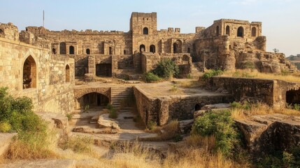 Obraz premium Ancient Fortress Ruins: A Majestic Historical Landmark