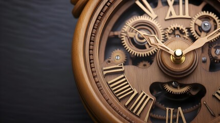 Obraz premium Wooden Clockwork Mechanism Detail